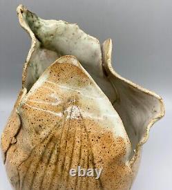 Vintage Botanical Leaf Studio Pottery Art Vase Signed Linnea