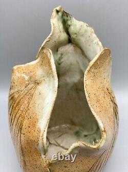 Vintage Botanical Leaf Studio Pottery Art Vase Signed Linnea