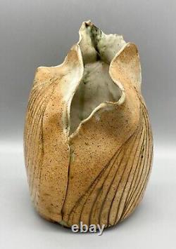 Vintage Botanical Leaf Studio Pottery Art Vase Signed Linnea