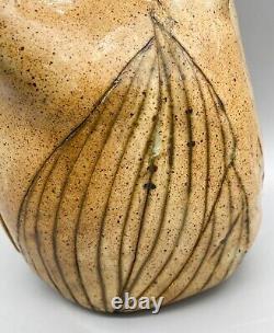 Vintage Botanical Leaf Studio Pottery Art Vase Signed Linnea