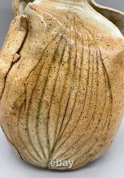Vintage Botanical Leaf Studio Pottery Art Vase Signed Linnea