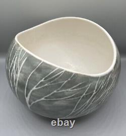 Vintage Brenda Andersen Design Studio Pottery Bowl Blue Gray Birch Trees Maine