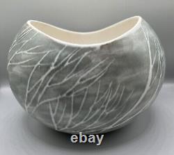 Vintage Brenda Andersen Design Studio Pottery Bowl Blue Gray Birch Trees Maine