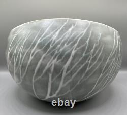 Vintage Brenda Andersen Design Studio Pottery Bowl Blue Gray Birch Trees Maine