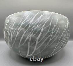 Vintage Brenda Andersen Design Studio Pottery Bowl Blue Gray Birch Trees Maine