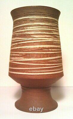 Vintage Brown Clay Pottery Vase Charles Counts Beaver Ridge Rising Fawn