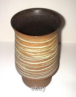 Vintage Brown Clay Pottery Vase Charles Counts Beaver Ridge Rising Fawn