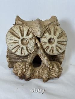 Vintage Bruce Anderson Brutalist Studio Pottery Owl Candle Holder Signed