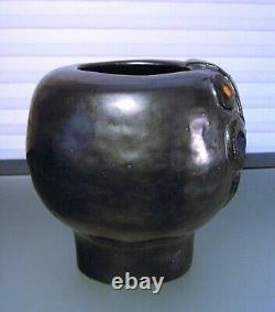 Vintage Brutalist Modernist Studio Art Pottery Vase Mid Century Signed
