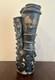 Vintage Brutalist Studio Pottery Vase Art Sculpture Black Blue Abstract 18H