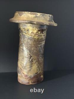 Vintage Brutalist Studio Pottery Vase Unique EUC