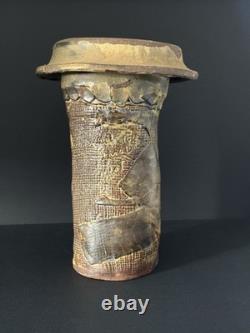 Vintage Brutalist Studio Pottery Vase Unique EUC