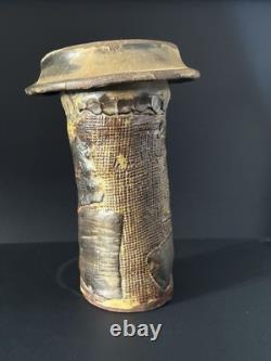 Vintage Brutalist Studio Pottery Vase Unique EUC