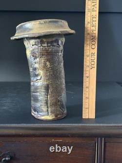 Vintage Brutalist Studio Pottery Vase Unique EUC