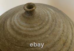 Vintage Bulbous Stoneware Vase Vessel Mid Century Modern Studio Pottery Deyoe