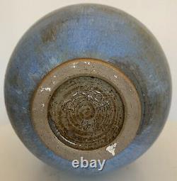 Vintage Bulbous Stoneware Vase Vessel Mid Century Modern Studio Pottery Deyoe