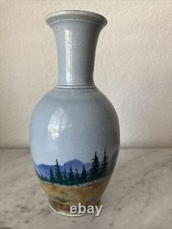 Vintage California Studio Pottery Vase By Jay Trenchard Glazed Landscape