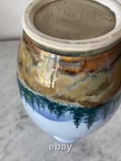 Vintage California Studio Pottery Vase By Jay Trenchard Glazed Landscape