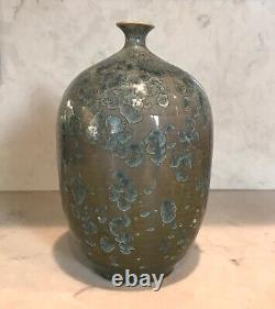 Vintage Cameron Covert Vase Crystalline Glaze in Grey Olive Blue Green