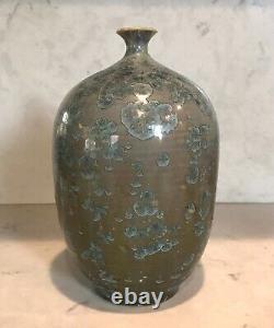 Vintage Cameron Covert Vase Crystalline Glaze in Grey Olive Blue Green