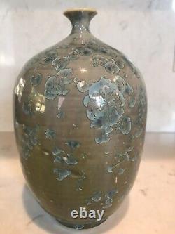 Vintage Cameron Covert Vase Crystalline Glaze in Grey Olive Blue Green