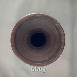 Vintage Canadian Pottery Vase, Sgraffito Leaves, 8.5 H, Vancouver Island