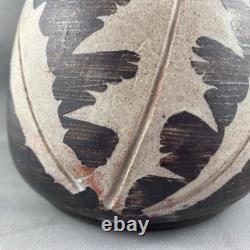 Vintage Canadian Pottery Vase, Sgraffito Leaves, 8.5 H, Vancouver Island
