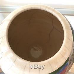 Vintage Canadian Studio Art Pottery Peter Powning Large Raku Vase