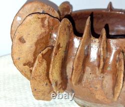 Vintage Carol Fugmann Studio Pottery Slab Clay Vase Bowl Abstract 12 Hand Craft