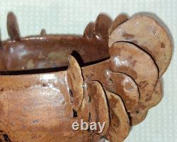 Vintage Carol Fugmann Studio Pottery Slab Clay Vase Bowl Abstract 12 Hand Craft