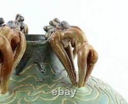 Vintage Carved Art Pottery Figural Vase SIGNED