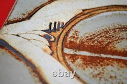 Vintage Ceramic Abstract Plate Signed Studio Pottery Beautiful Inlay Decoration