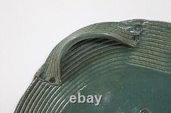 Vintage Ceramic Abstract Plate Signed Studio Pottery Green Stoneware