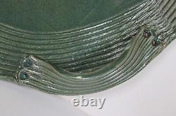 Vintage Ceramic Abstract Plate Signed Studio Pottery Green Stoneware