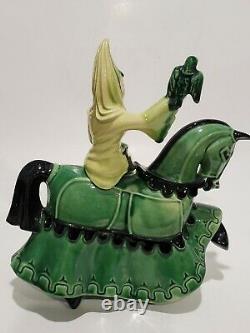 Vintage Ceramic Arts Studio Lady Rowena On Charger Figurine In Green