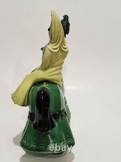 Vintage Ceramic Arts Studio Lady Rowena On Charger Figurine In Green