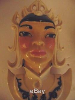 Vintage Ceramic Arts Studio Lotus & Manchu Head Wall Hangers head vase