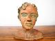 Vintage Ceramic Clay Pottery Female Head Sculpture Bust Statue Studio Yard Art