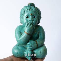 Vintage Ceramic Figurine of Bala Krishna Indian Hindu Deity 20thC Studio Pottery