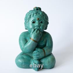 Vintage Ceramic Figurine of Bala Krishna Indian Hindu Deity 20thC Studio Pottery