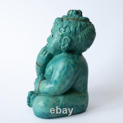 Vintage Ceramic Figurine of Bala Krishna Indian Hindu Deity 20thC Studio Pottery