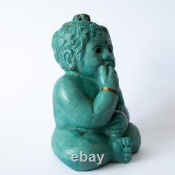 Vintage Ceramic Figurine of Bala Krishna Indian Hindu Deity 20thC Studio Pottery