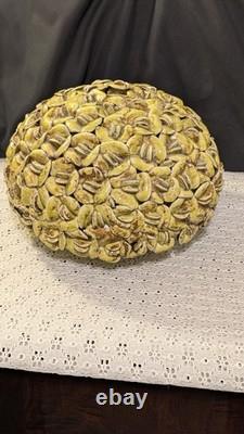 Vintage Ceramic Flower Vase Green Peapod Petal Textured Studio Pottery Sculptura