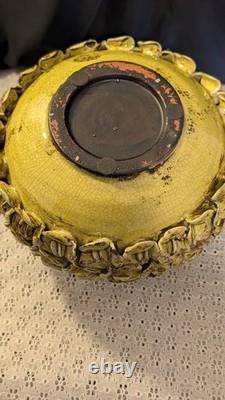 Vintage Ceramic Flower Vase Green Peapod Petal Textured Studio Pottery Sculptura