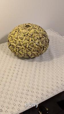 Vintage Ceramic Flower Vase Green Peapod Petal Textured Studio Pottery Sculptura