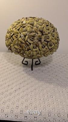 Vintage Ceramic Flower Vase Green Peapod Petal Textured Studio Pottery Sculptura