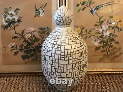 Vintage Ceramic Jar With Lid Large Signed Studio Pottery Mid Century Geometric