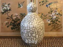 Vintage Ceramic Jar With Lid Large Signed Studio Pottery Mid Century Geometric