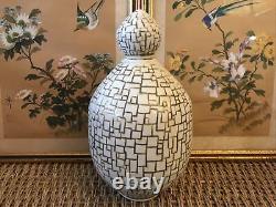 Vintage Ceramic Jar With Lid Large Signed Studio Pottery Mid Century Geometric