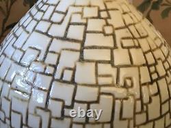 Vintage Ceramic Jar With Lid Large Signed Studio Pottery Mid Century Geometric